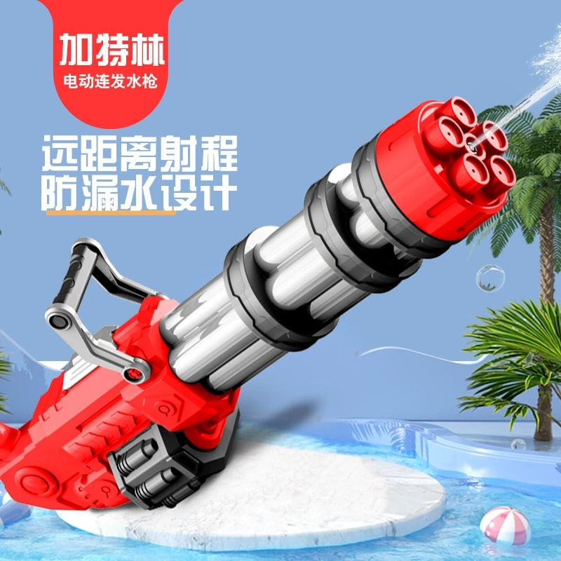 Gatling Electric Water Gun Artificial High-Pressure Strong Continuous Hair Water Pistols Large Capacity Long-Range Water Gun for Children and Boys