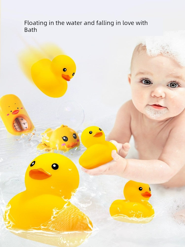 Baby Bath Toys Small Yellow Duck Children's Swimming Pool Playing Water Squeeze and Sound Sound Internet Celebrity Little Duck Boys and Girls Baby