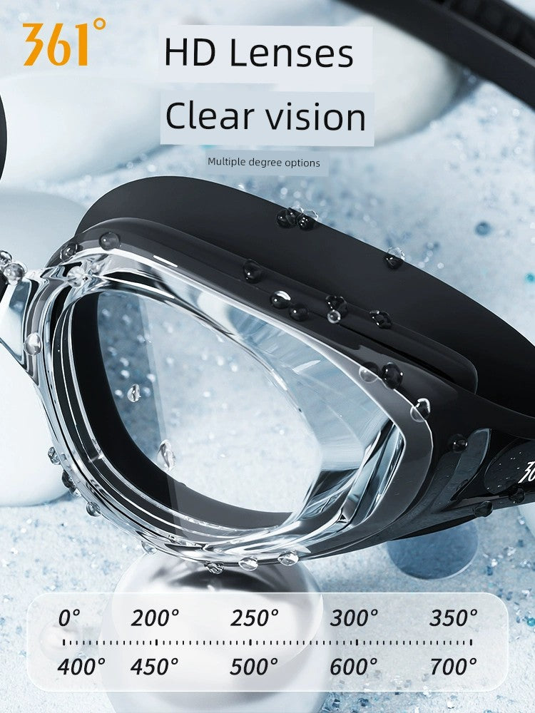 361 Adult Swimming Glasses Prescription Swimming Goggles Small Frame Swimming Goggles HD Waterproof Anti-Fog Adult Swimming Professional Equipment