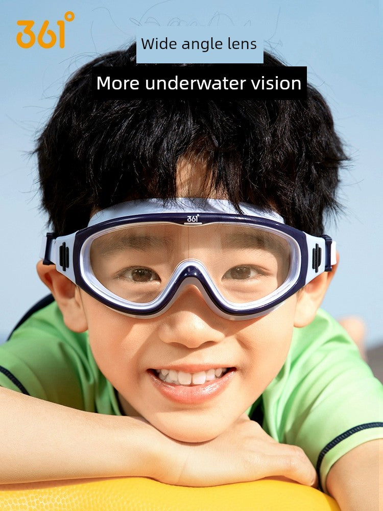 361 Children's Swimming Goggles Large Frame HD Anti-Fog Waterproof Boys Summer Goggle and Swimming Cap Outfit Girl Swimming Glasses